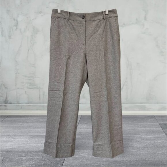 LOFT Pants - Women’s Loft NWT Gray Lined Straight Cropped Cuff Wool Blend Dress Pants-Size 12